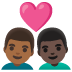 👨🏾‍❤️‍👨🏿 couple with heart: man, man, medium-dark skin tone, dark skin tone display on Google